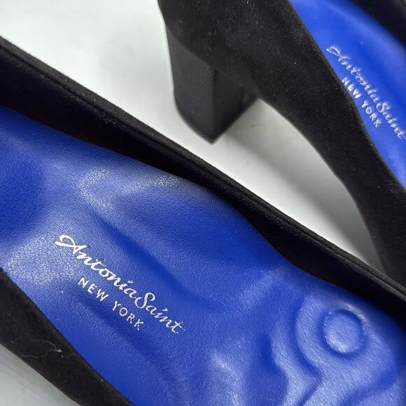 Antonia Saint NY All Day Night Block Heel Pumps Black Suede Shoes S-331 Sz 9 - Picture 3 of 9